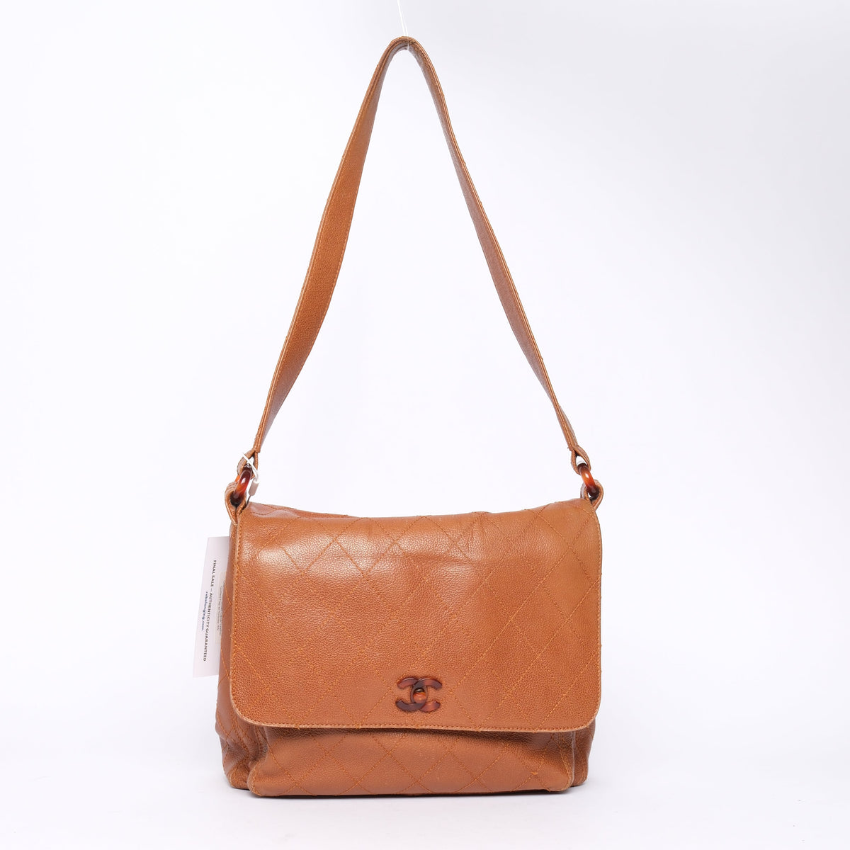 Chanel 1997 Brown Caviar Leather Quilted Flap w/ Tortoise HW