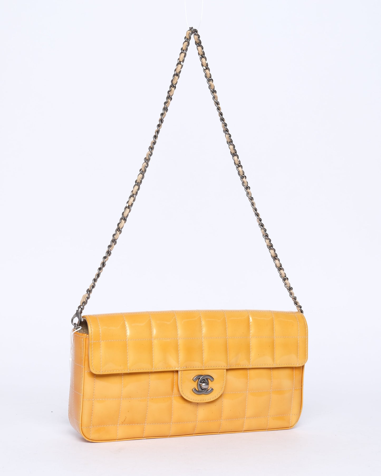 Chanel Yellow E/W Patent Leather Chocolate Bar Flap Bag