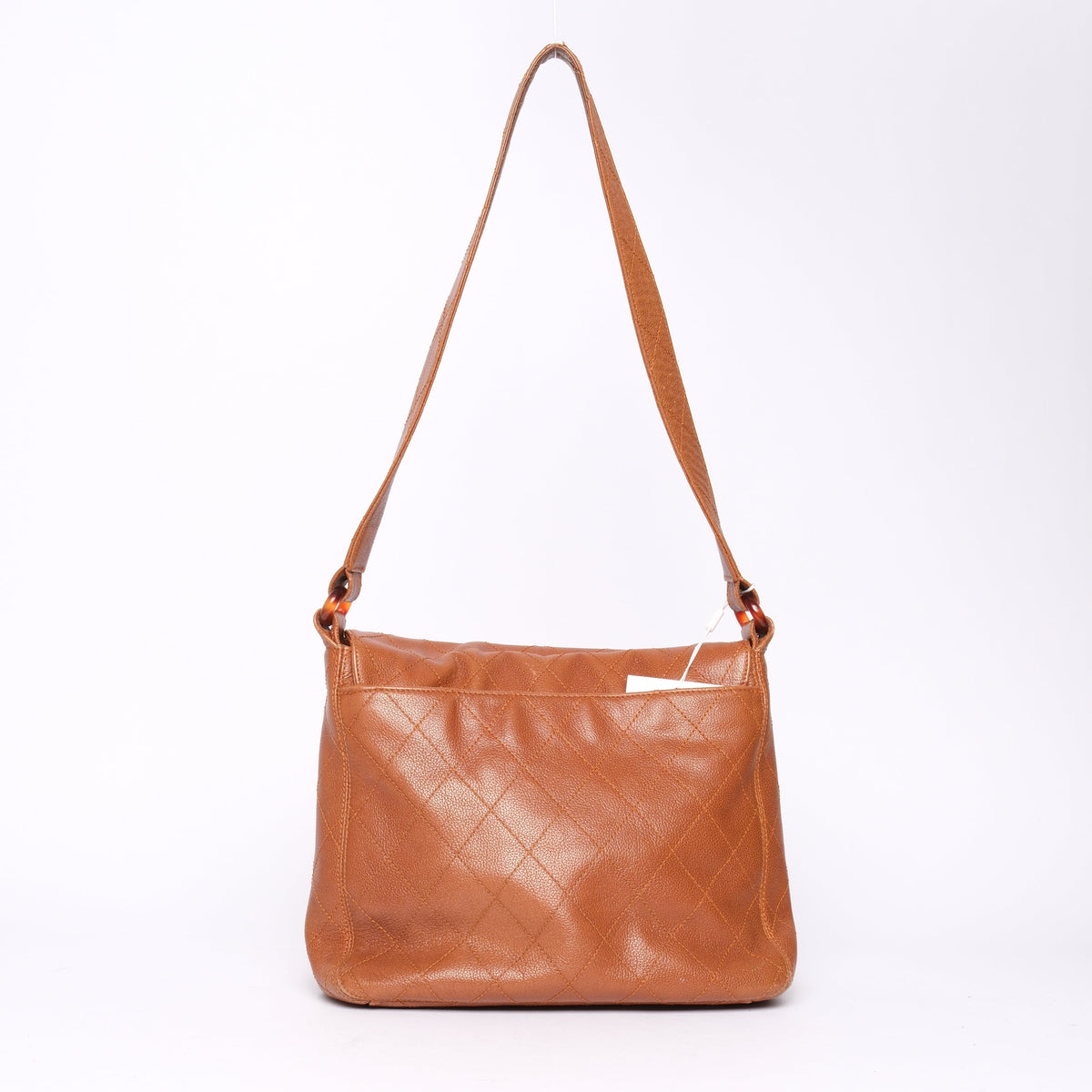 Chanel 1997 Brown Caviar Leather Quilted Flap w/ Tortoise HW