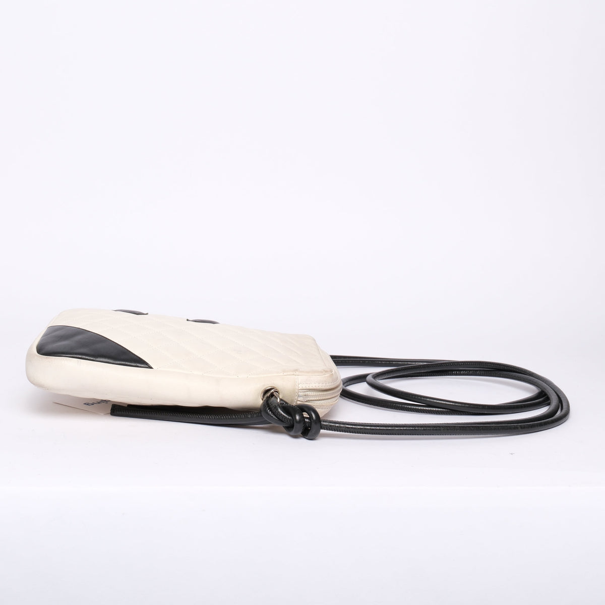 Chanel White & Black Lambskin Leather Quilted Cambon Crossbody Bag
