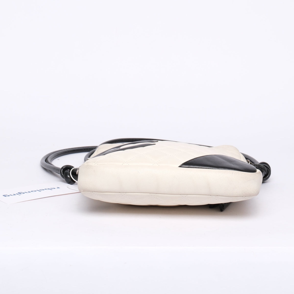 Chanel White & Black Lambskin Leather Quilted Cambon Crossbody Bag