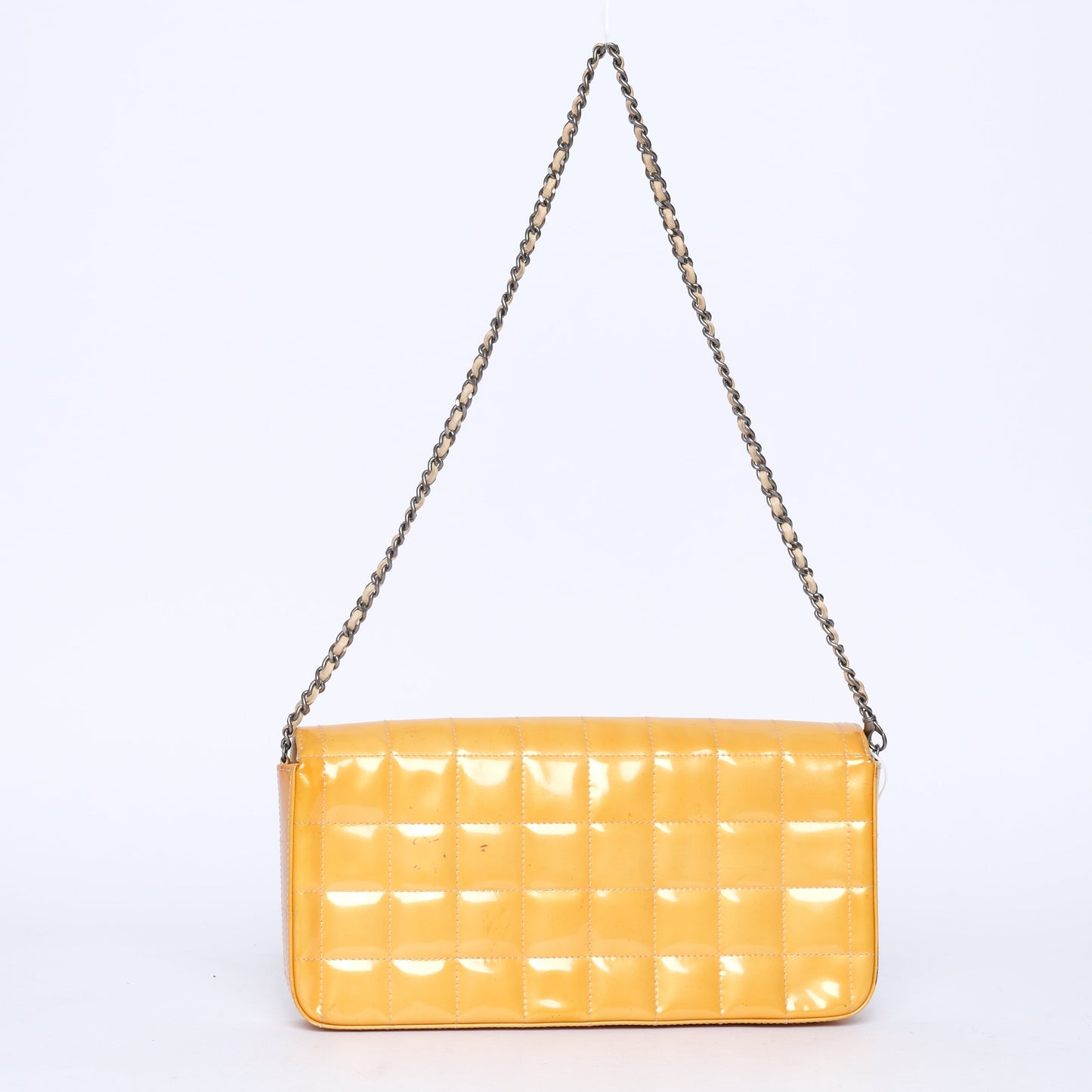 Chanel Yellow E/W Patent Leather Chocolate Bar Flap Bag