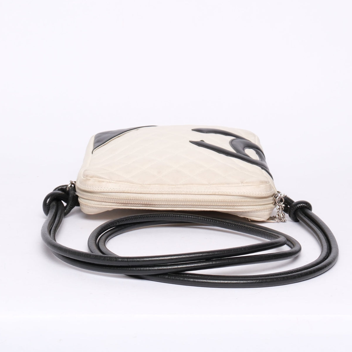 Chanel White & Black Lambskin Leather Quilted Cambon Crossbody Bag