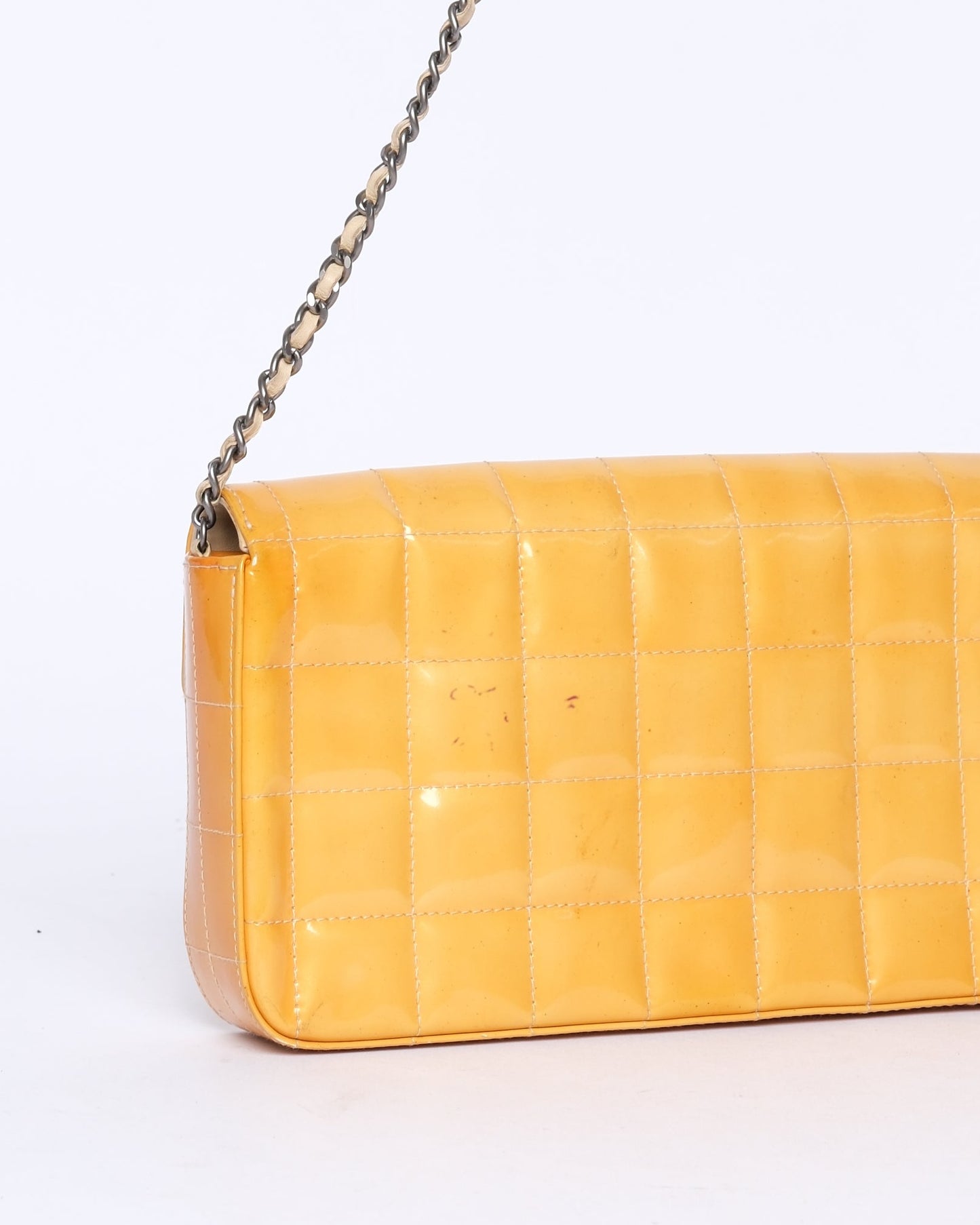 Chanel Yellow E/W Patent Leather Chocolate Bar Flap Bag