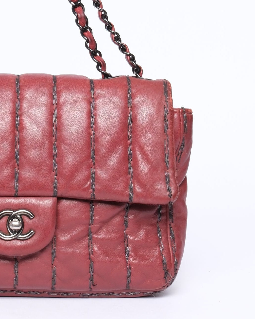 Chanel Dark Red Lambskin Vertical Flap Bag