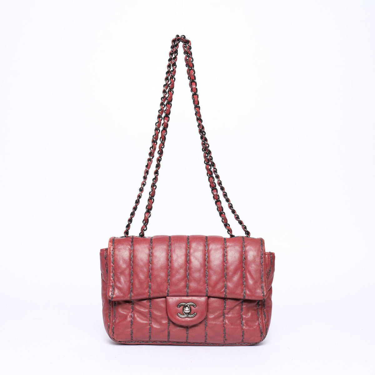 Chanel Dark Red Lambskin Vertical Flap Bag