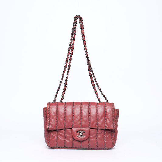 Chanel Dark Red Lambskin Vertical Flap Bag