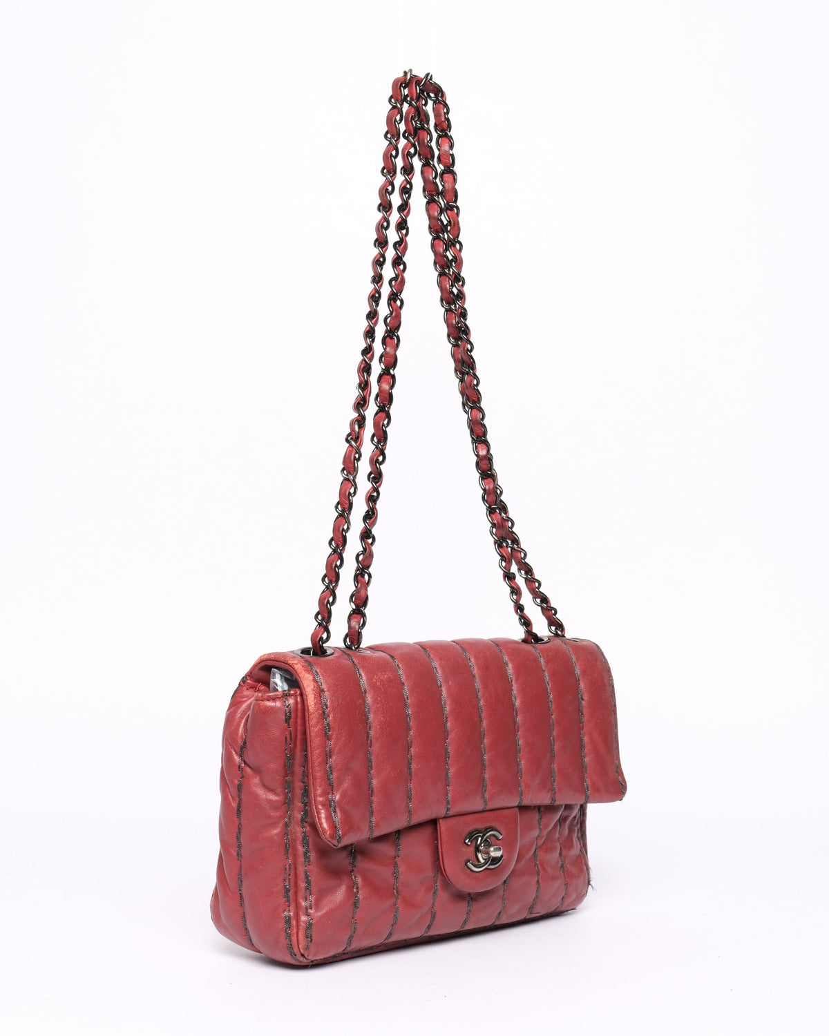 Chanel Dark Red Lambskin Vertical Flap Bag