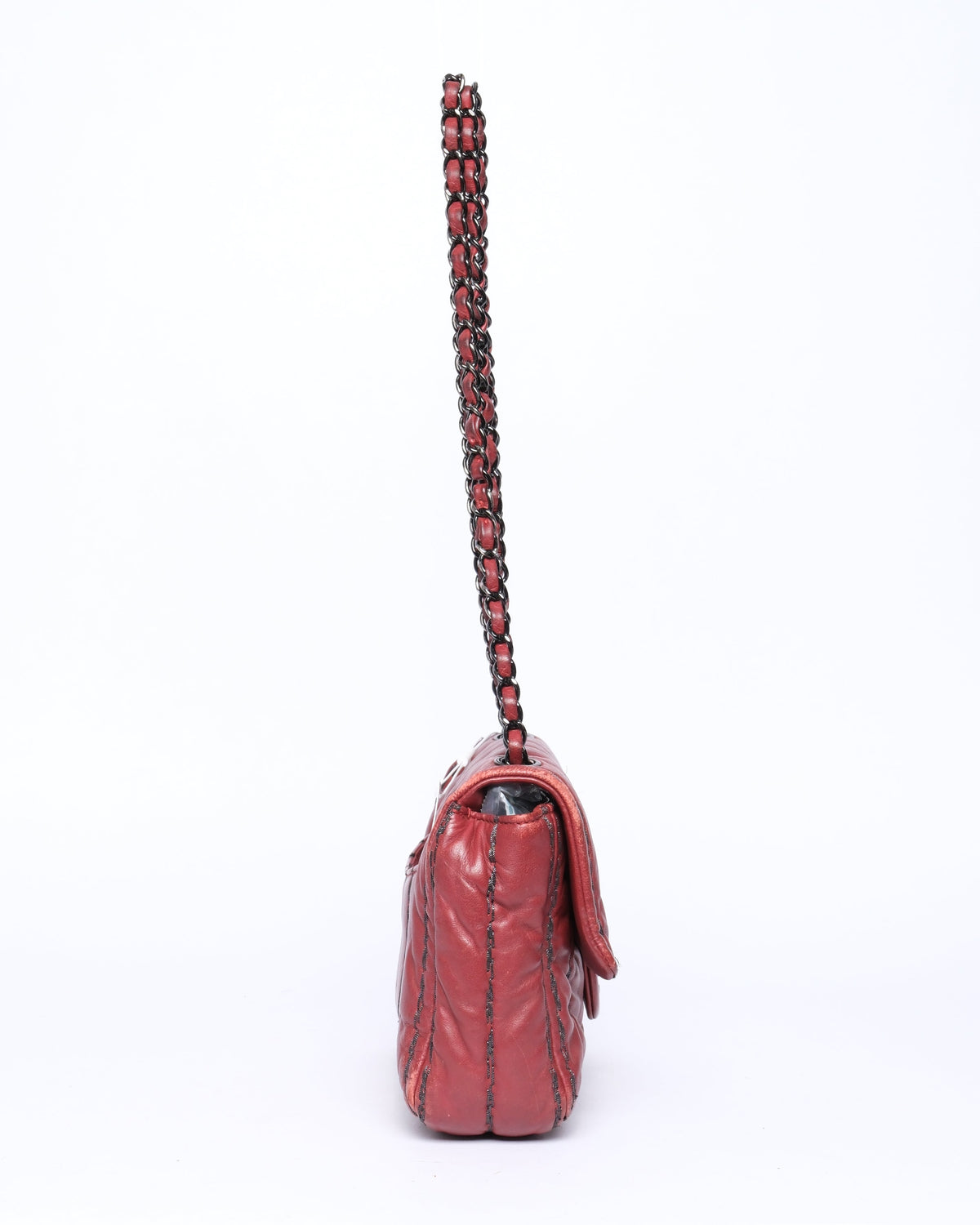 Chanel Dark Red Lambskin Vertical Flap Bag