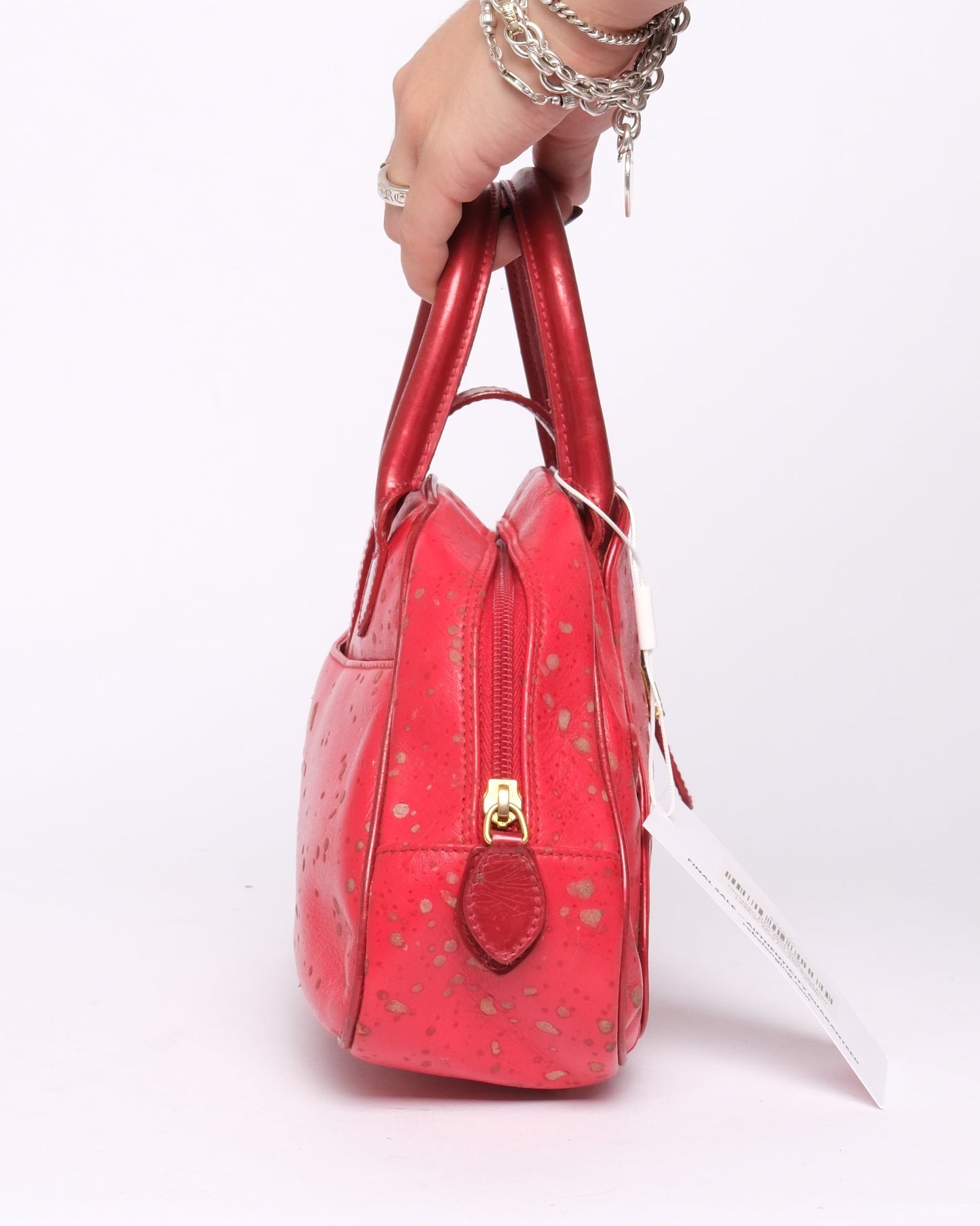 Christian Dior Mini Splashed Red Leather Mini Double Saddle