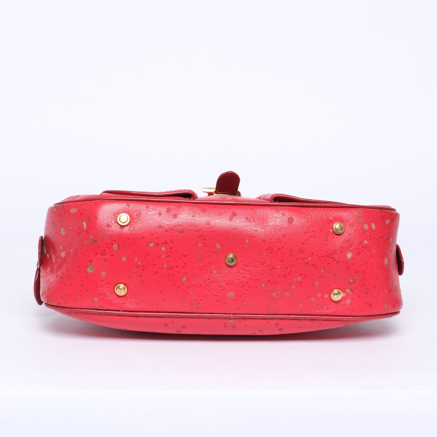 Christian Dior Mini Splashed Red Leather Mini Double Saddle