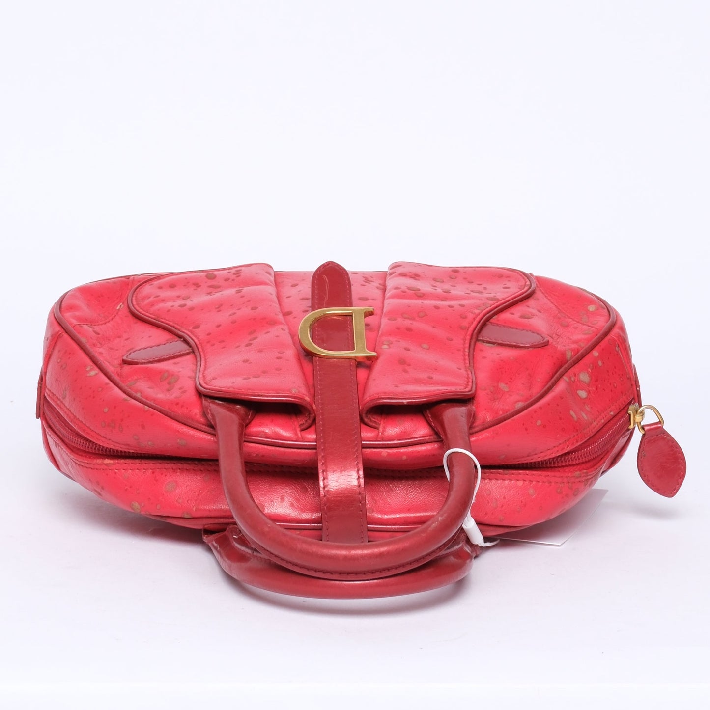 Christian Dior Mini Splashed Red Leather Mini Double Saddle