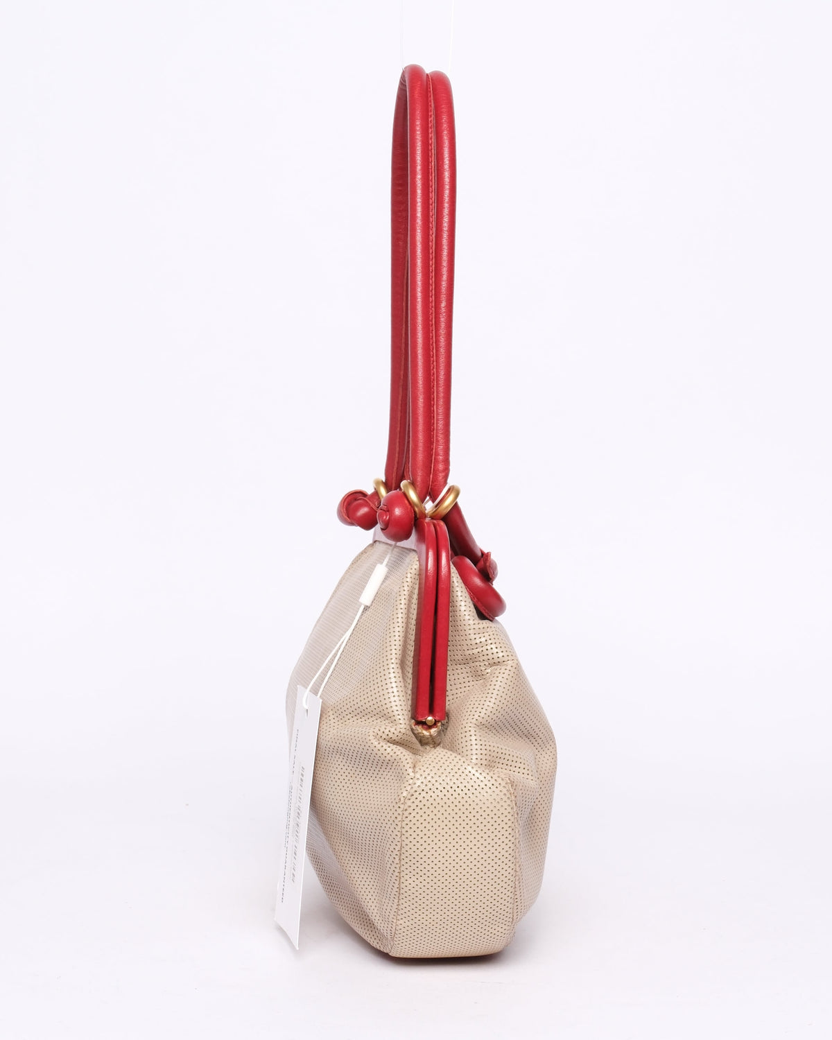 Chanel Beige Perforated Leather Bow Frame Bag