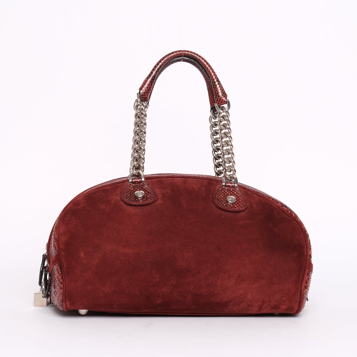 Christian Dior Burgundy Suede and Python Gambler Bag