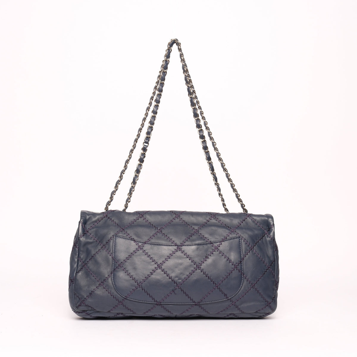 Chanel Navy Blue Lambskin Leather Ultra Stitch Flap