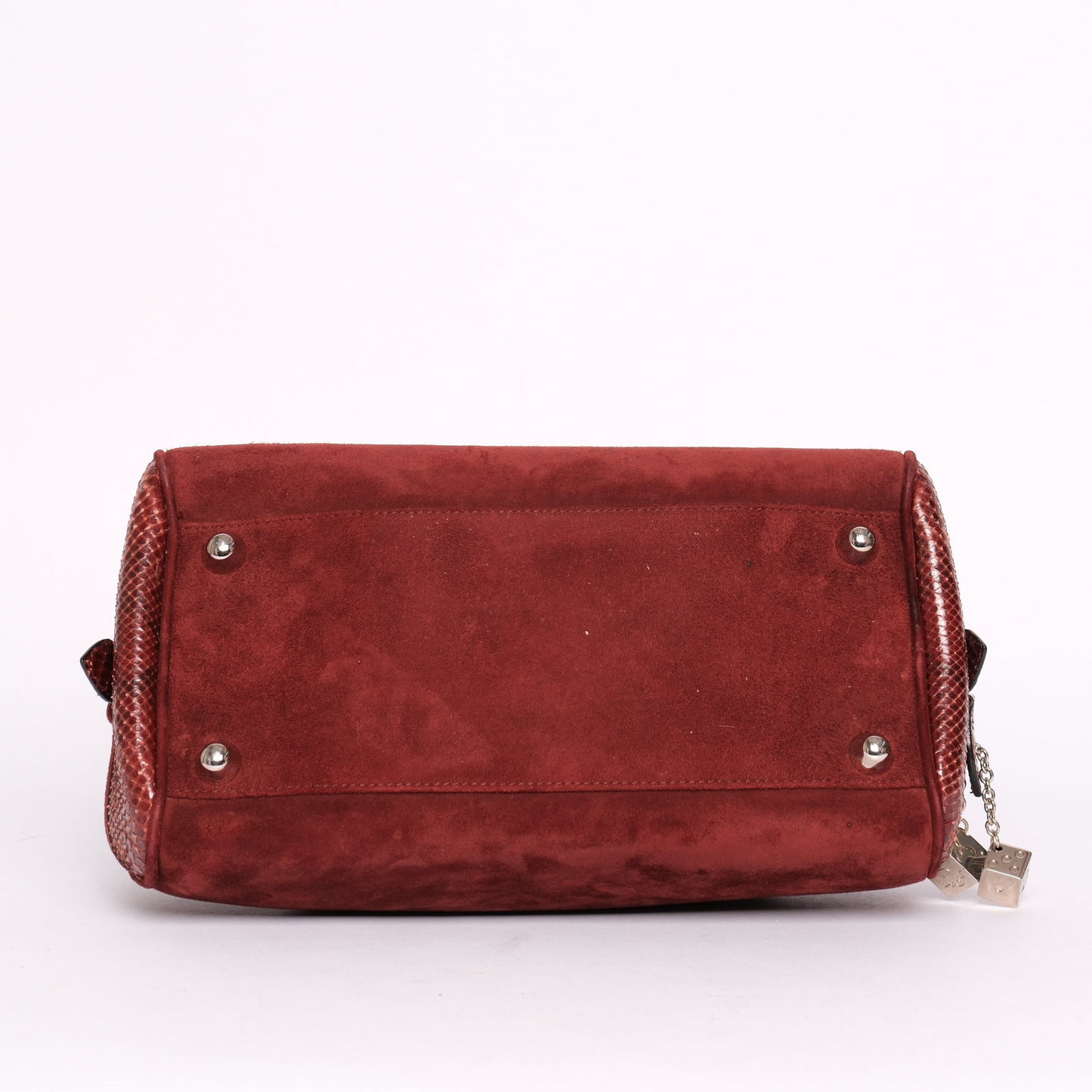 Christian Dior Burgundy Suede and Python Gambler Bag