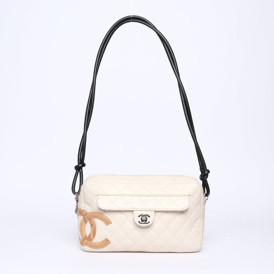 Chanel White Cambon Snakeskin Crossbody Bag