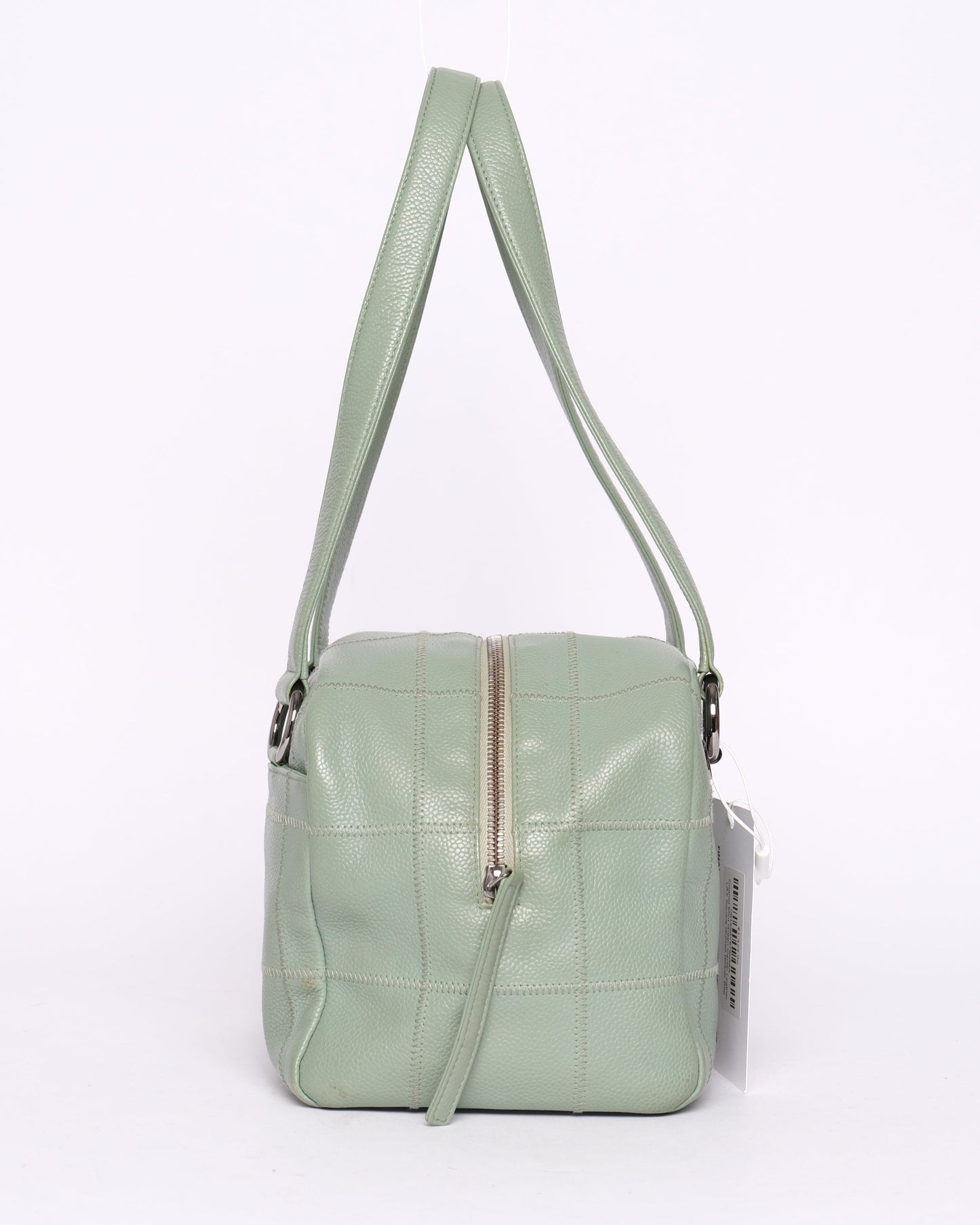 Chanel Mint Green Caviar Leather LAX Square Quilted Bowler Bag