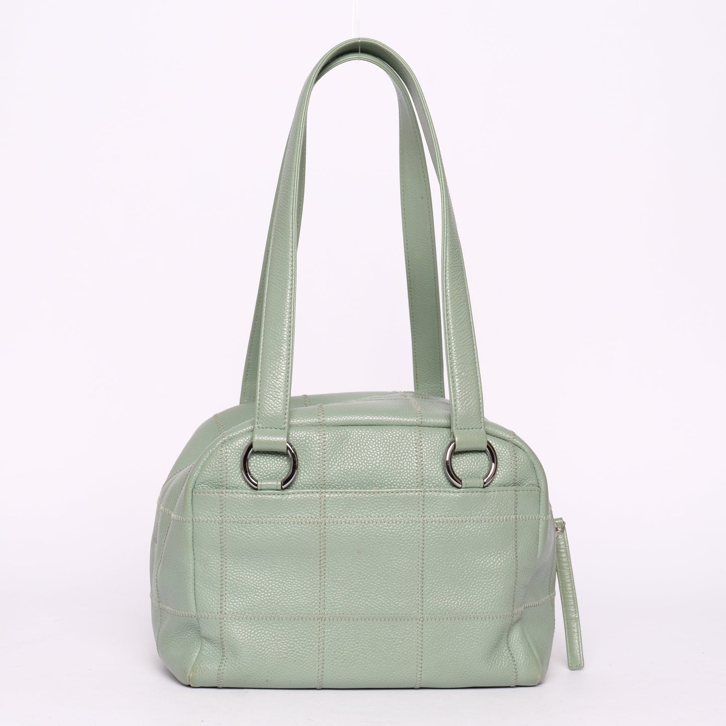 Chanel Mint Green Caviar Leather LAX Square Quilted Bowler Bag