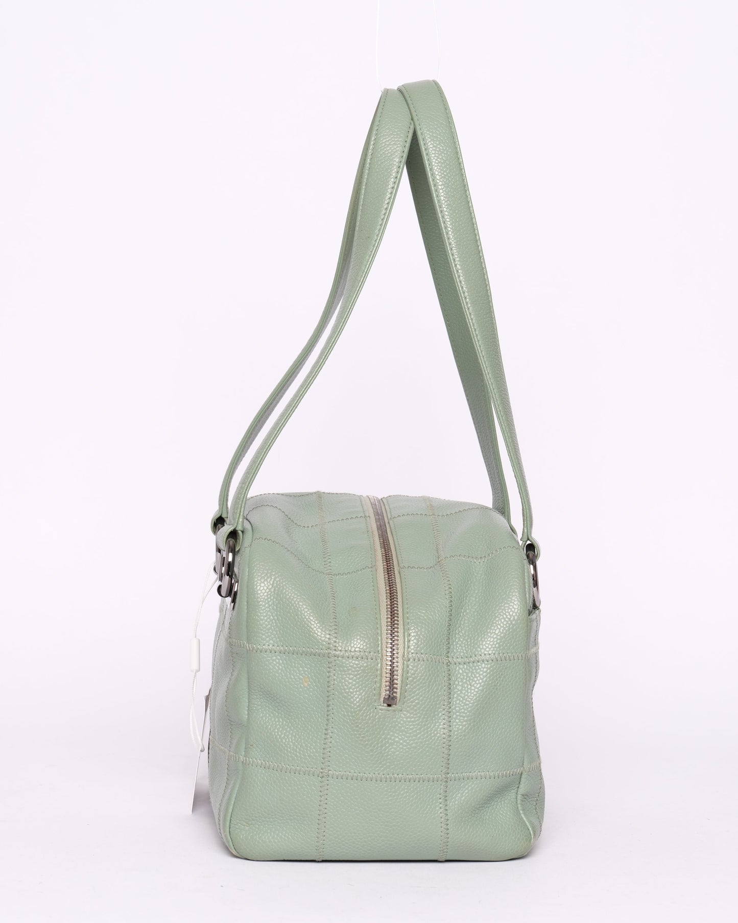 Chanel Mint Green Caviar Leather LAX Square Quilted Bowler Bag