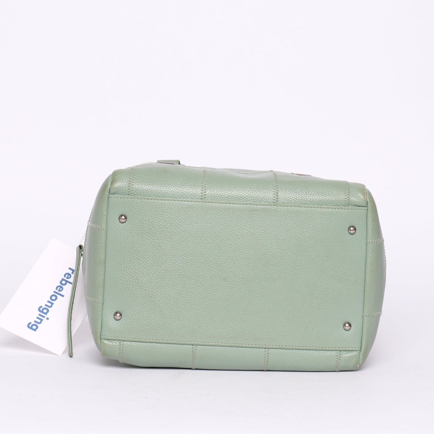 Chanel Mint Green Caviar Leather LAX Square Quilted Bowler Bag