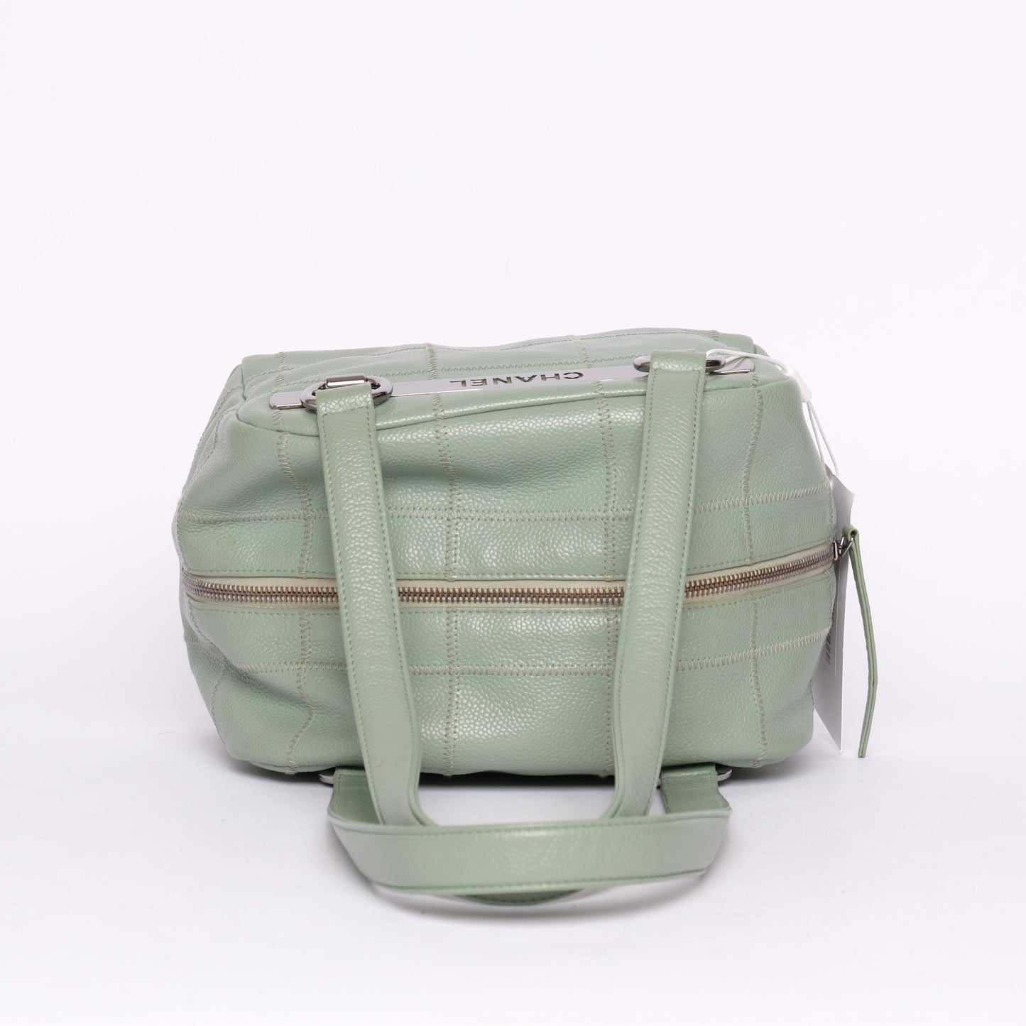Chanel Mint Green Caviar Leather LAX Square Quilted Bowler Bag