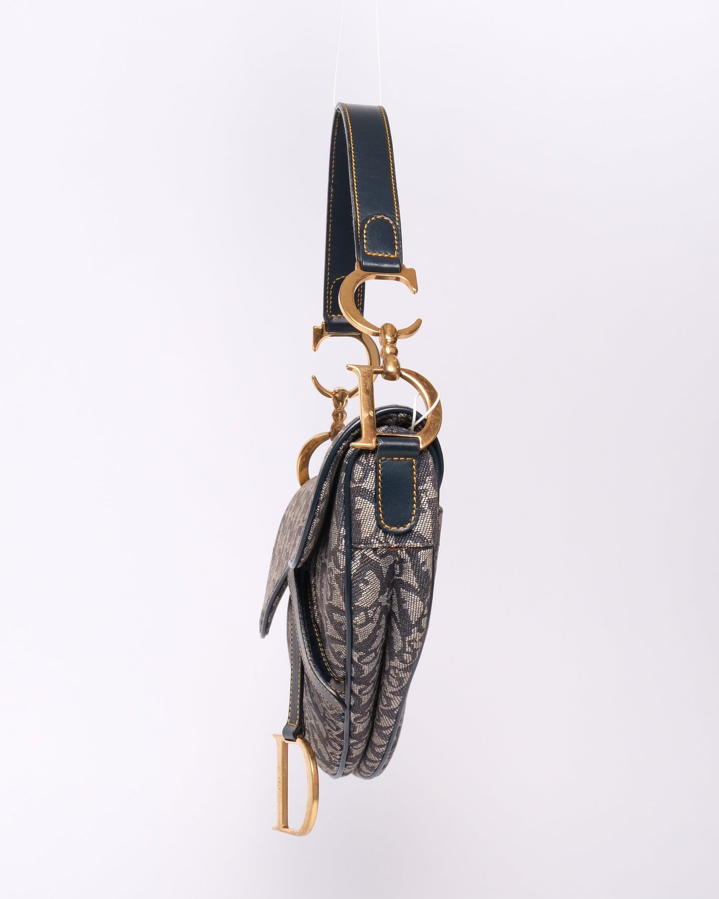 Christian Dior Navy Canvas Trotter Monogram Saddle Shoulder Bag