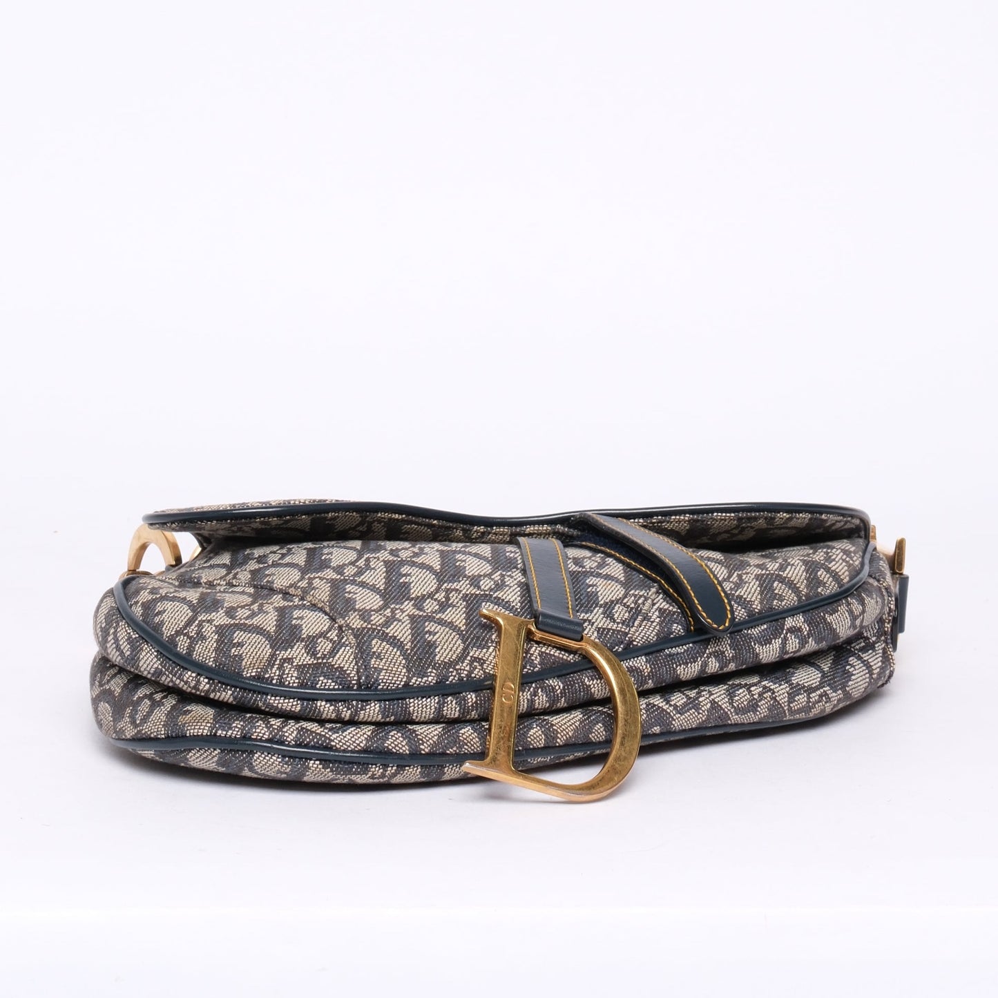Christian Dior Navy Canvas Trotter Monogram Saddle Shoulder Bag