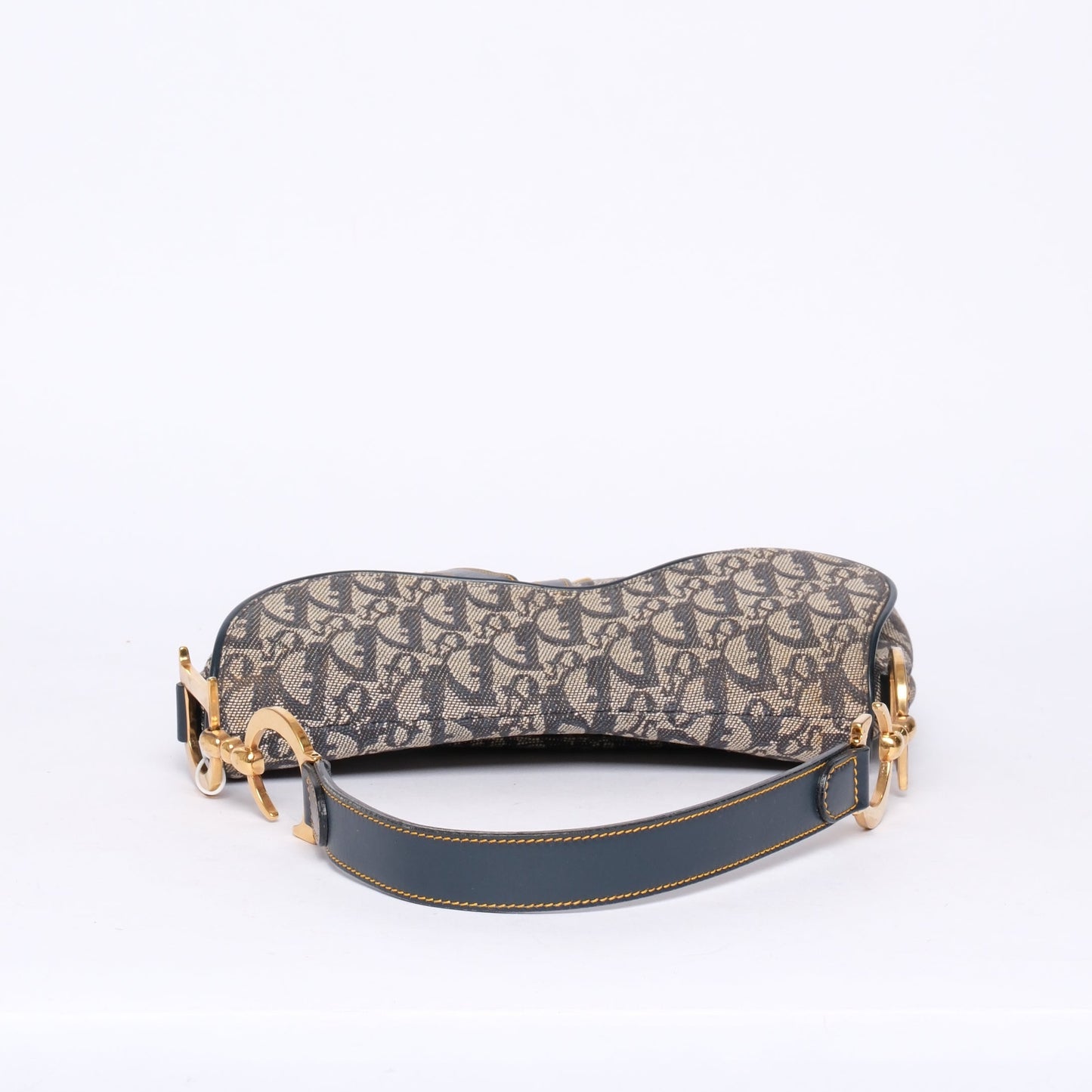 Christian Dior Navy Canvas Trotter Monogram Saddle Shoulder Bag
