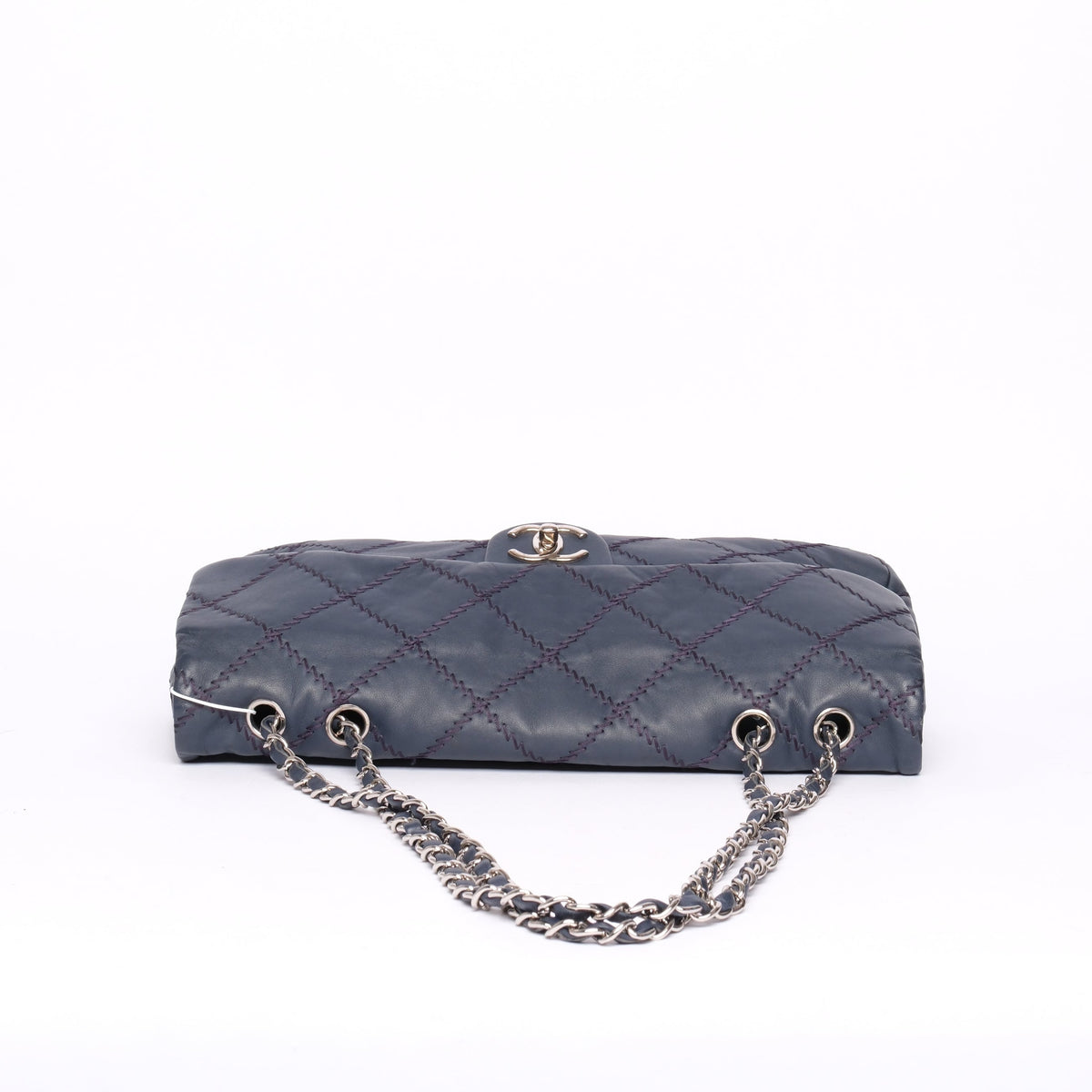 Chanel Navy Blue Lambskin Leather Ultra Stitch Flap