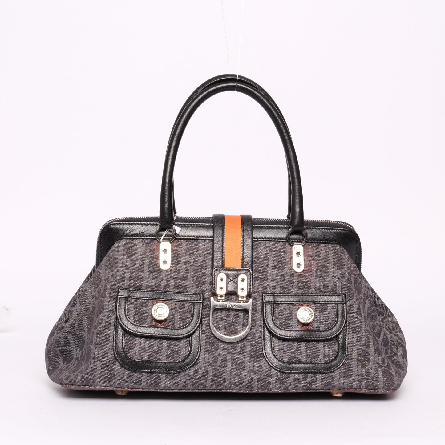 Christian Dior Flight Canvas Top Handle Boston Bag