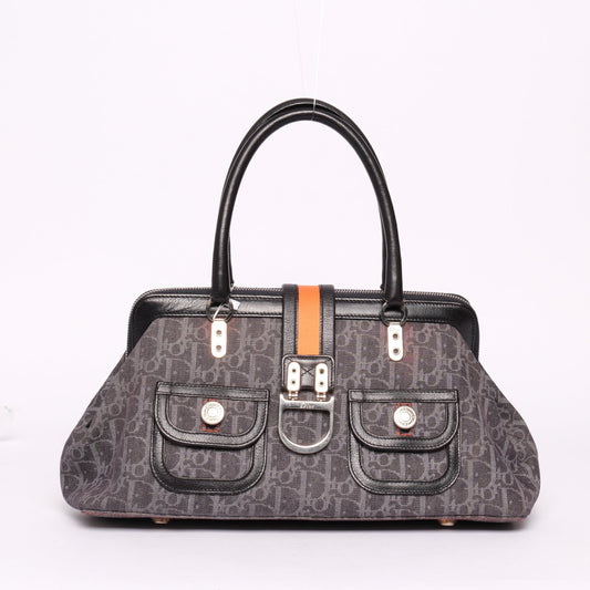 Christian Dior Flight Canvas Top Handle Boston Bag