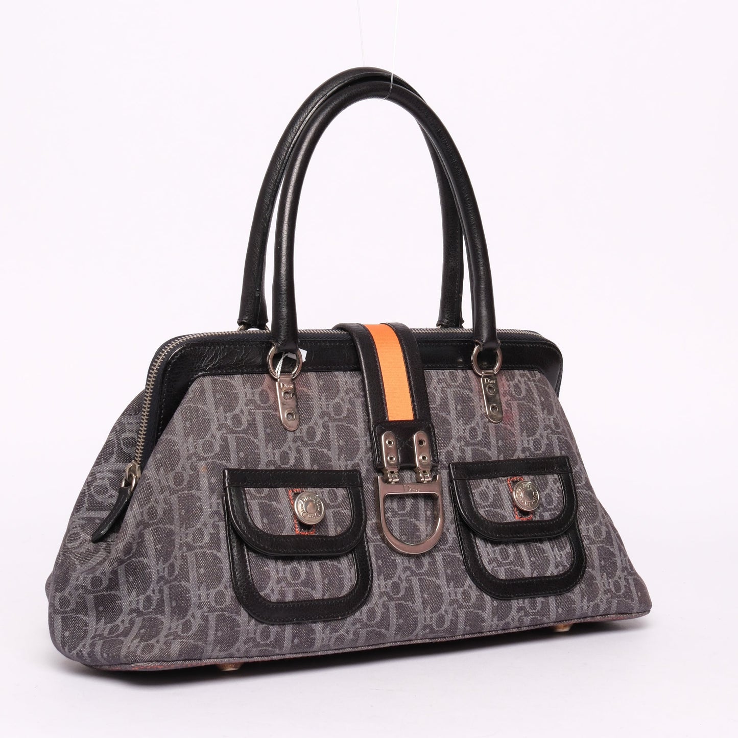 Christian Dior Flight Canvas Top Handle Boston Bag