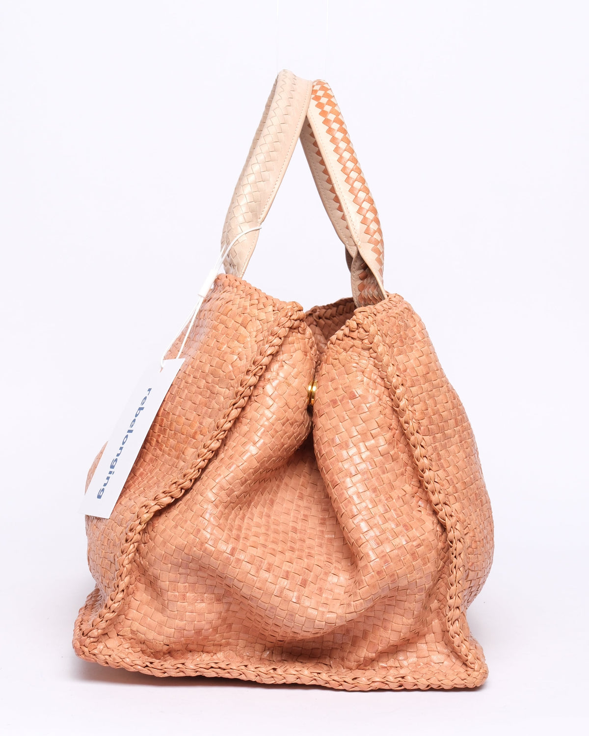 Prada Tan Woven Leather Canapa Tote Bag