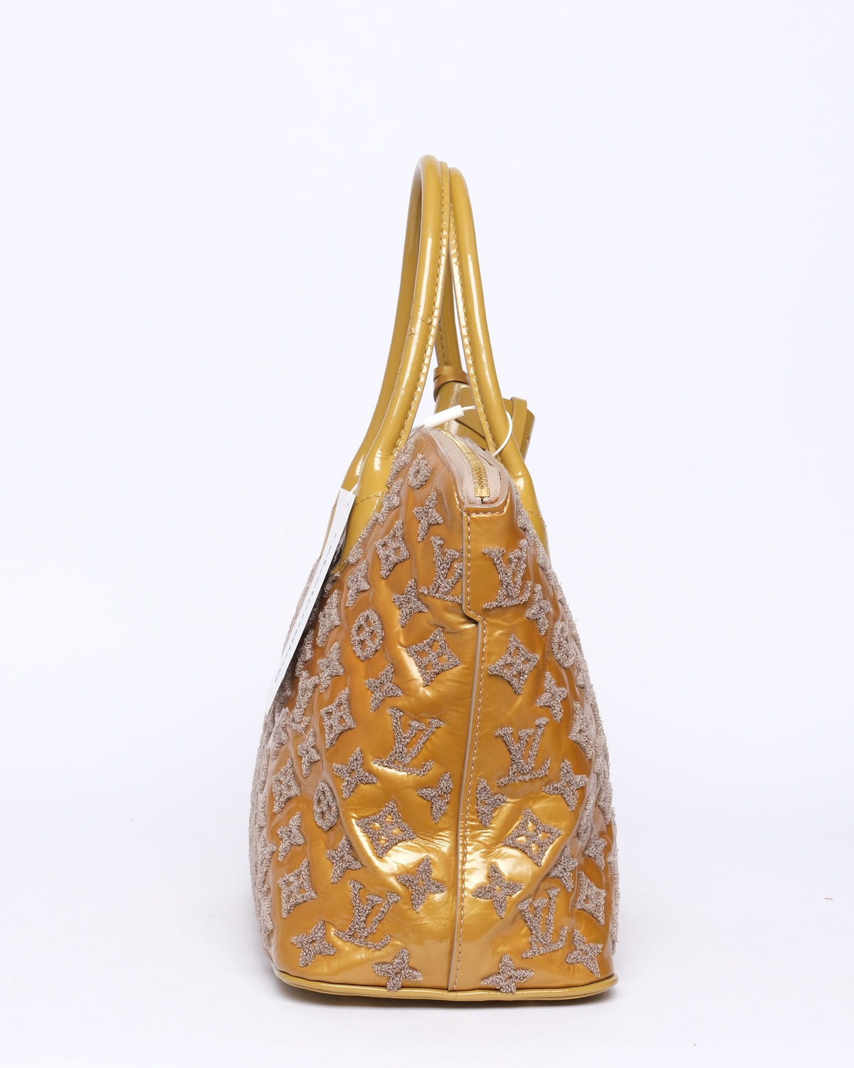 Louis Vuitton Mustard Yellow Vernis & Boucle Textured Monogram Fascination Lock-it Handbag