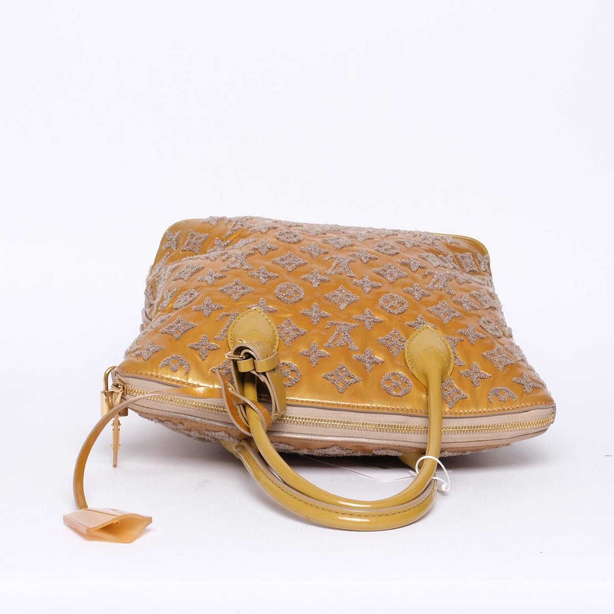 Louis Vuitton Mustard Yellow Vernis & Boucle Textured Monogram Fascination Lock-it Handbag
