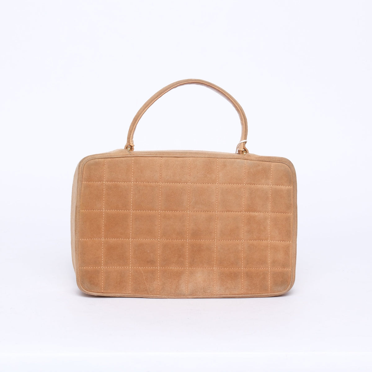 Chanel Brown Suede Chocolate Bar Kelly Top Handle Bag