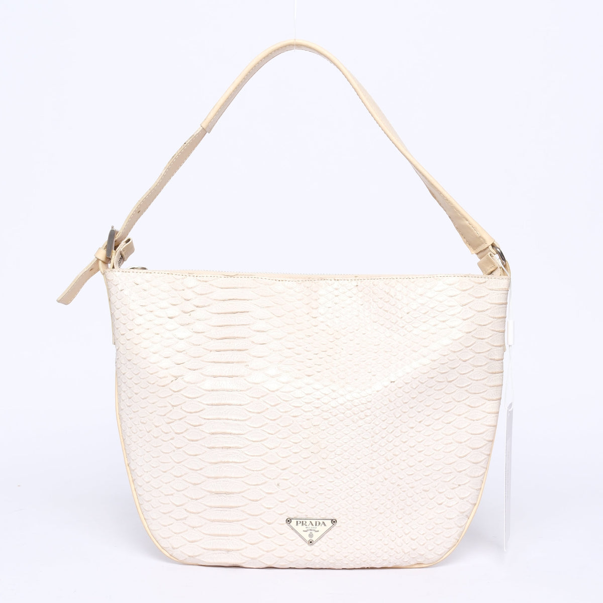 Prada White Snakeskin Shoulder Bag