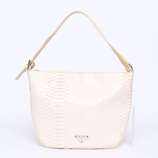 Prada White Snakeskin Shoulder Bag