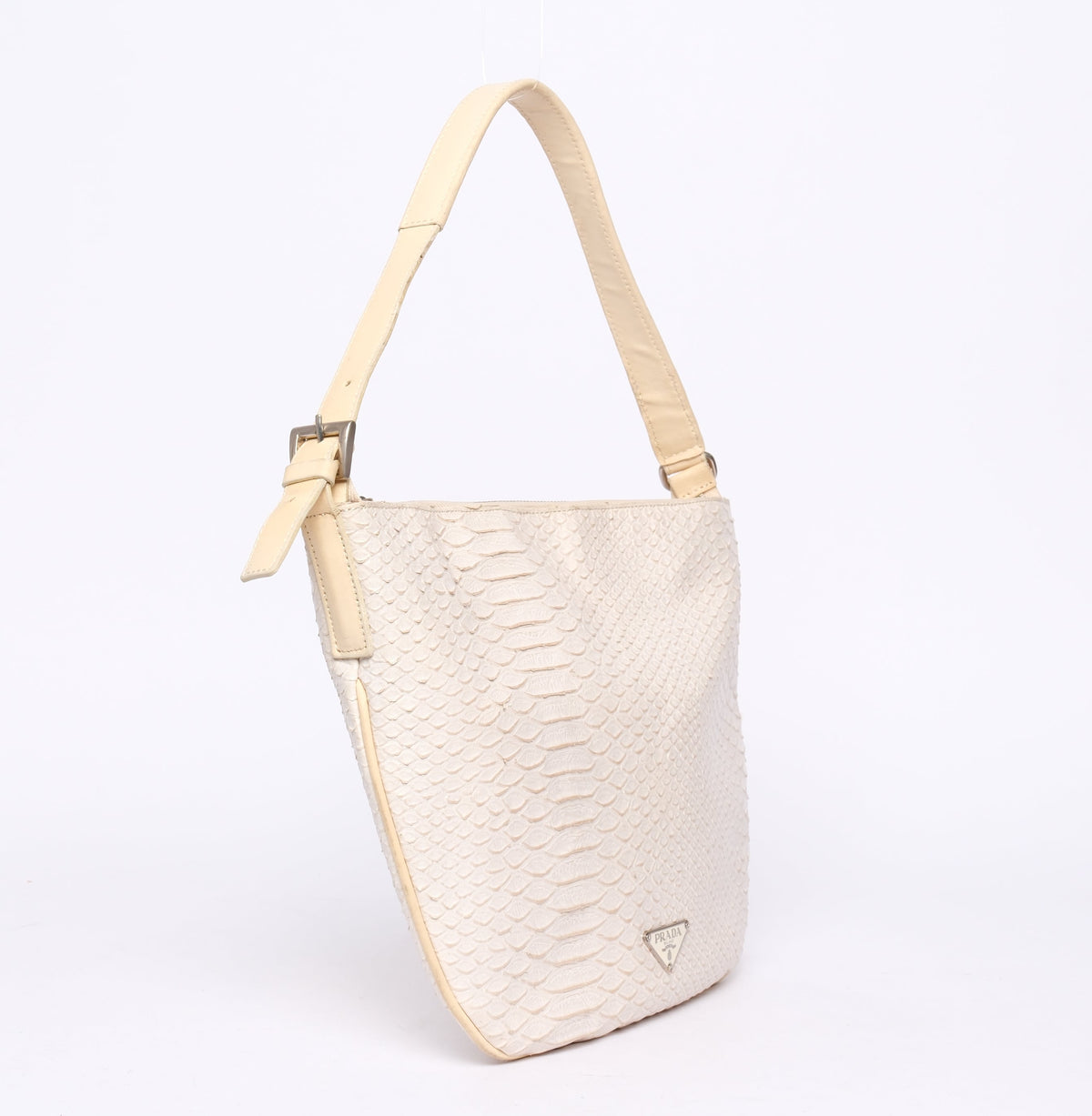 Prada White Snakeskin Shoulder Bag