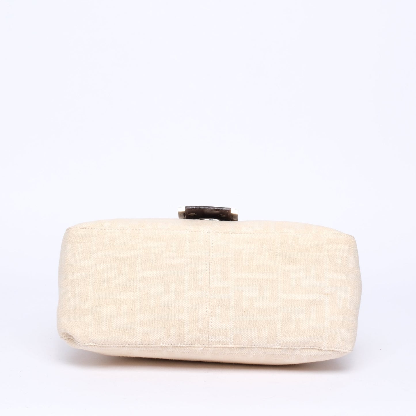 Fendi Ivory & Brown Canvas Leather Zucca Monogram Mamma Bageutte Shoulder Bag