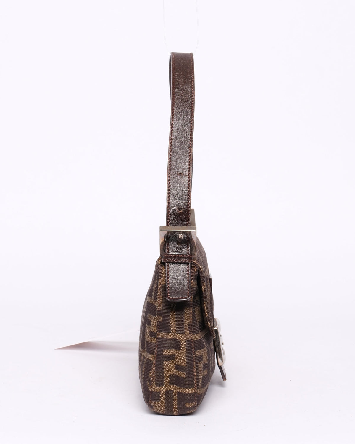Fendi Brown Canvas Zucca Monogram Baguette Shoulder Bag