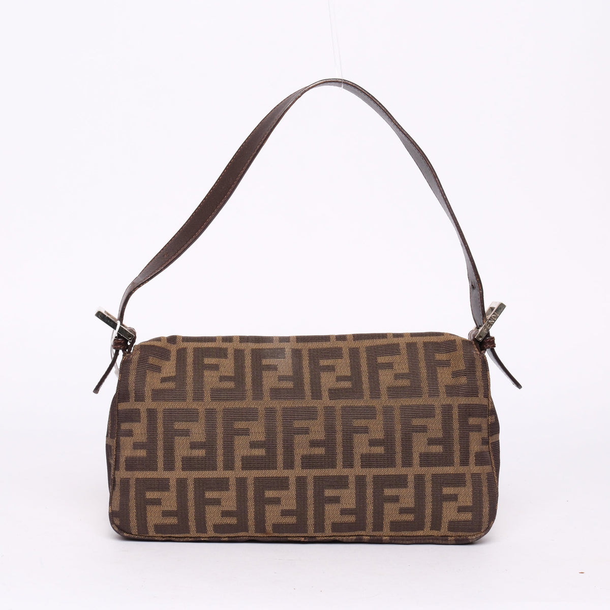 Fendi Brown Canvas Zucca Monogram Baguette Shoulder Bag
