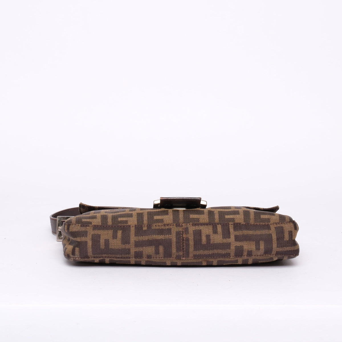 Fendi Brown Canvas Zucca Monogram Baguette Shoulder Bag