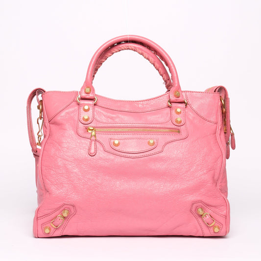 Balenciaga Pink Leather "Velo" City Bag GHW
