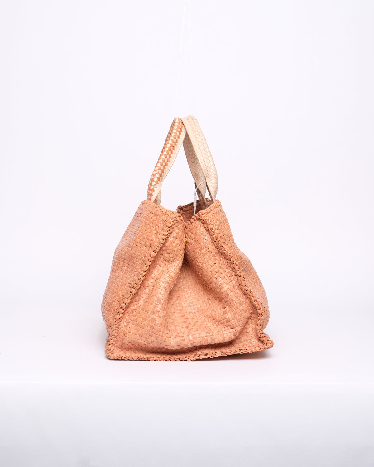 Prada Tan Woven Leather Canapa Tote Bag
