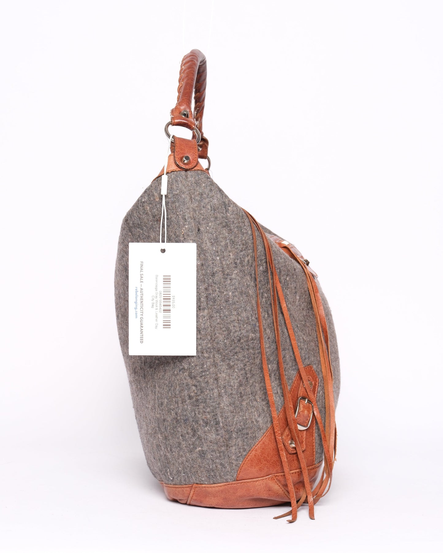 Balenciaga Gray Wool & Leather Day City Bag