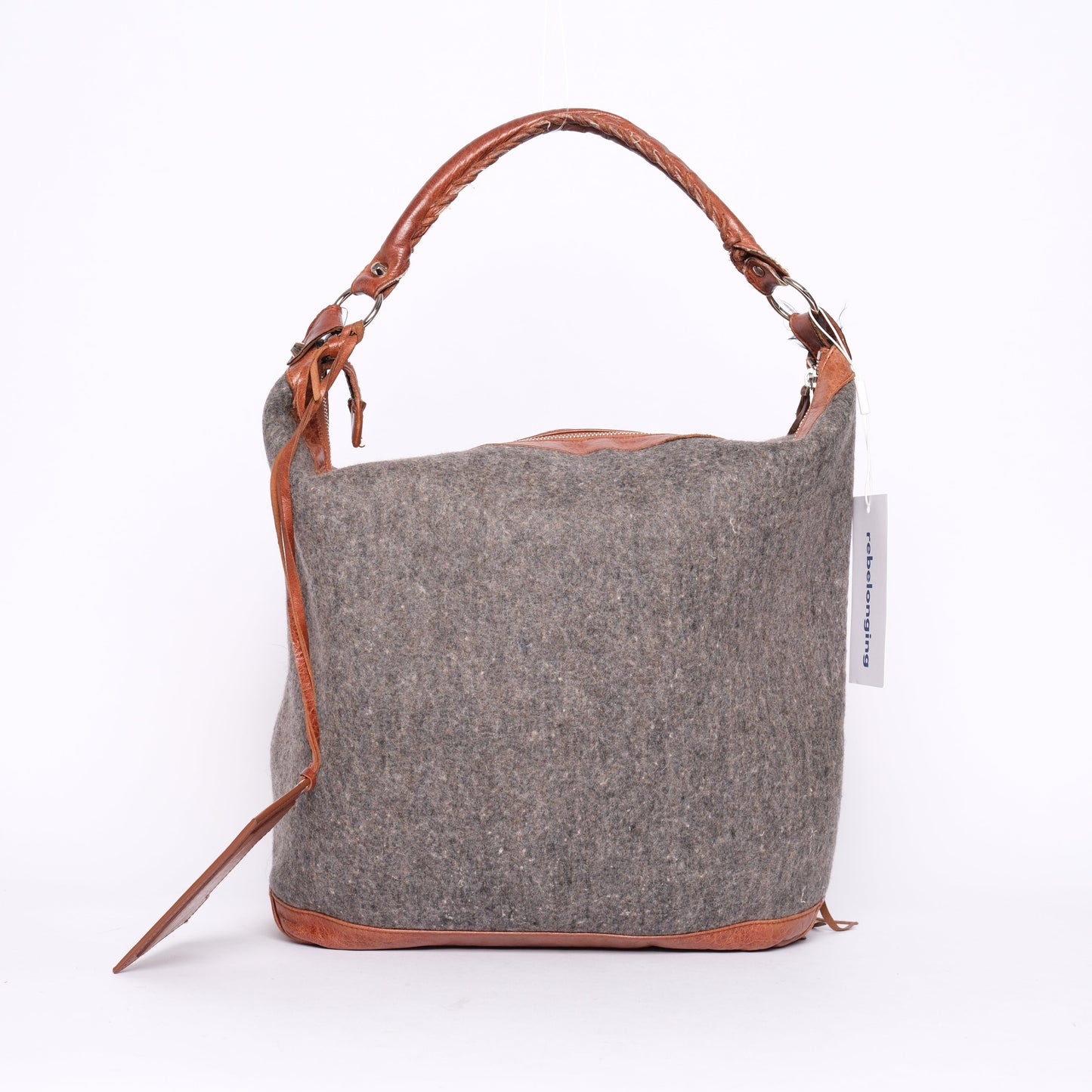 Balenciaga Gray Wool & Leather Day City Bag