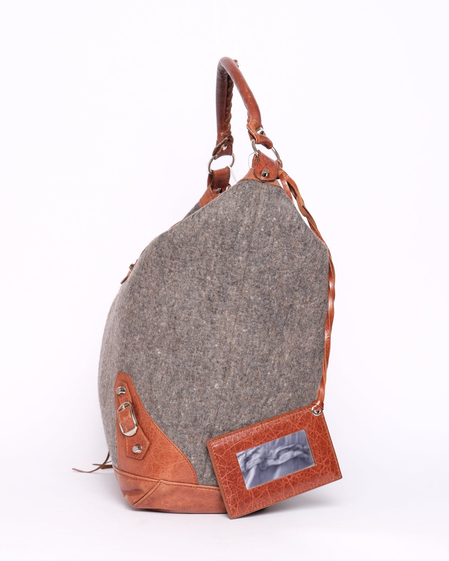 Balenciaga Gray Wool & Leather Day City Bag