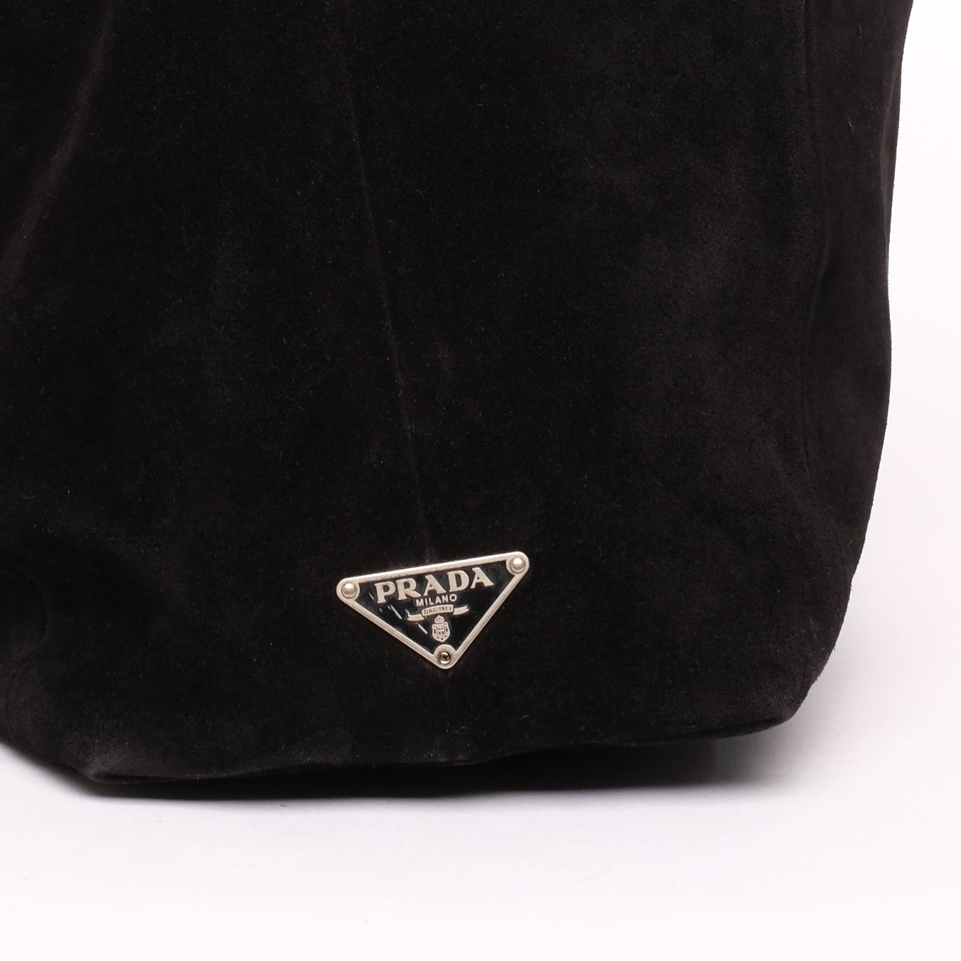Prada Black Suede Hobo Top Handle Bag